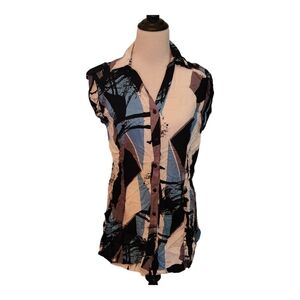 Millenium 2X XL Black and Blue Button down Top